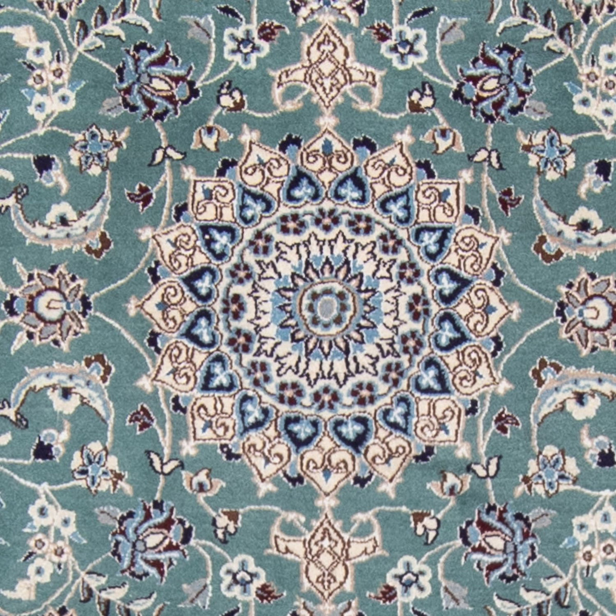 Tapis de couloir Tapis persan - Nain - Royal - 394 x 88 cm - bleu clair