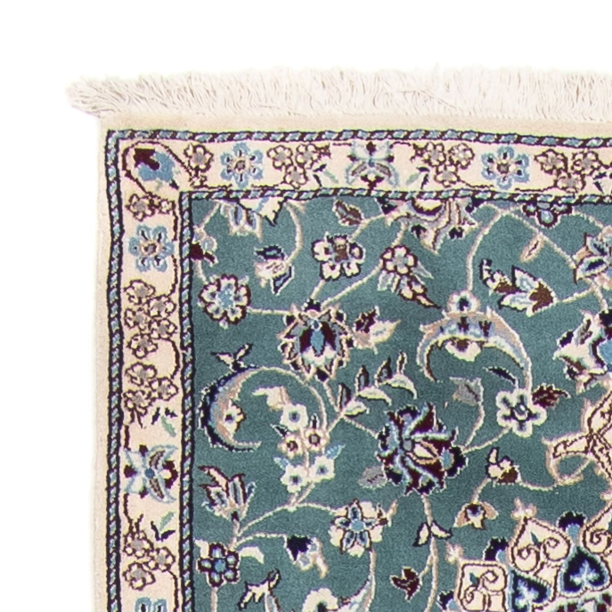 Tapis de couloir Tapis persan - Nain - Royal - 394 x 88 cm - bleu clair