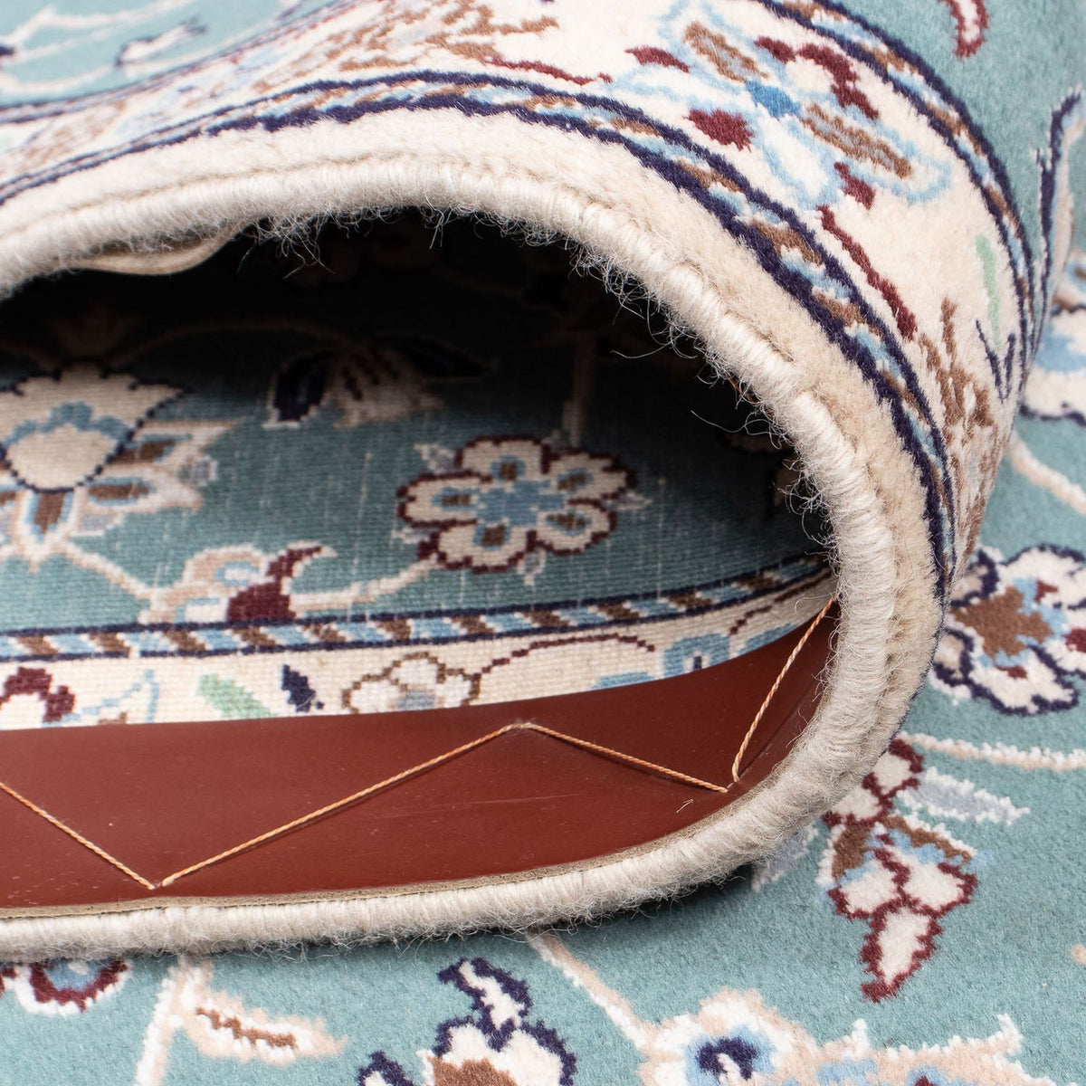 Tapis de couloir Tapis persan - Nain - Royal - 394 x 88 cm - bleu clair