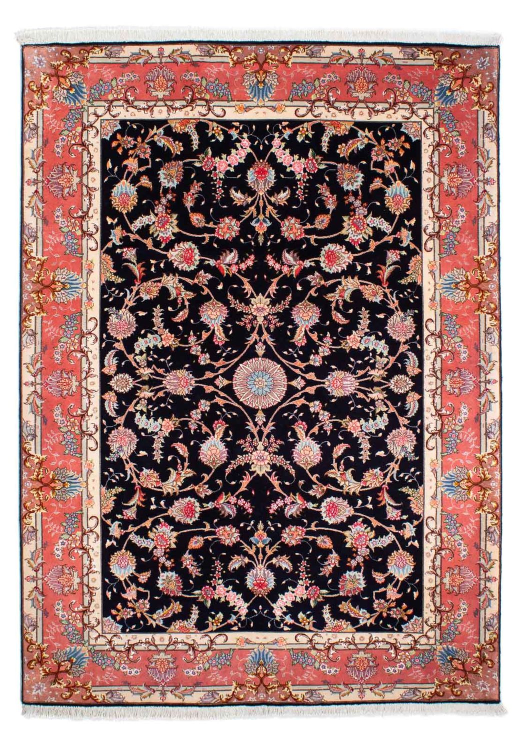 Tapis persan - Tabriz - Royal - 238 x 172 cm - bleu foncé