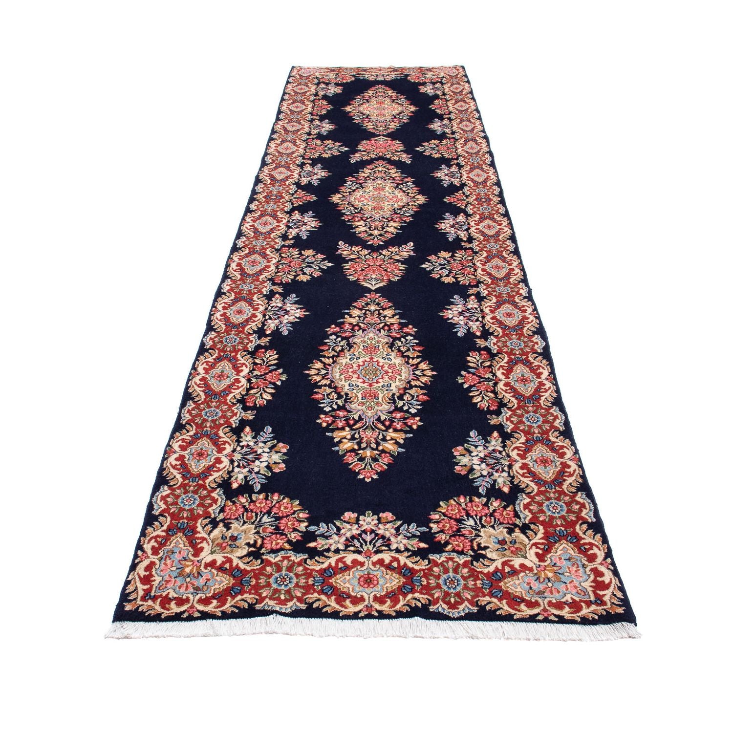 Tapis de couloir Tapis persan - Royal - 407 x 96 cm - bleu foncé