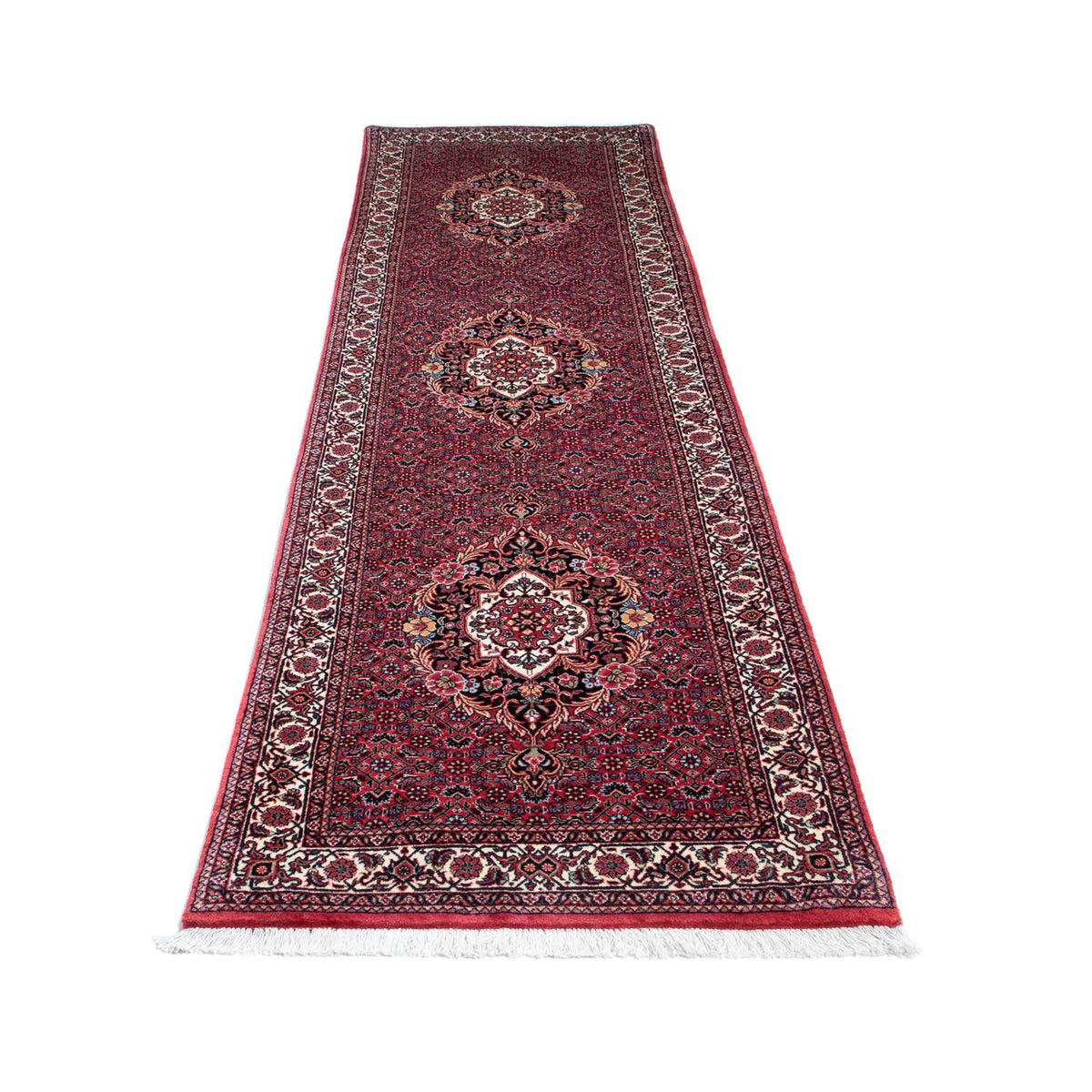 Tapis de couloir Tapis persan - Bidjar - 313 x 82 cm - rouge foncé