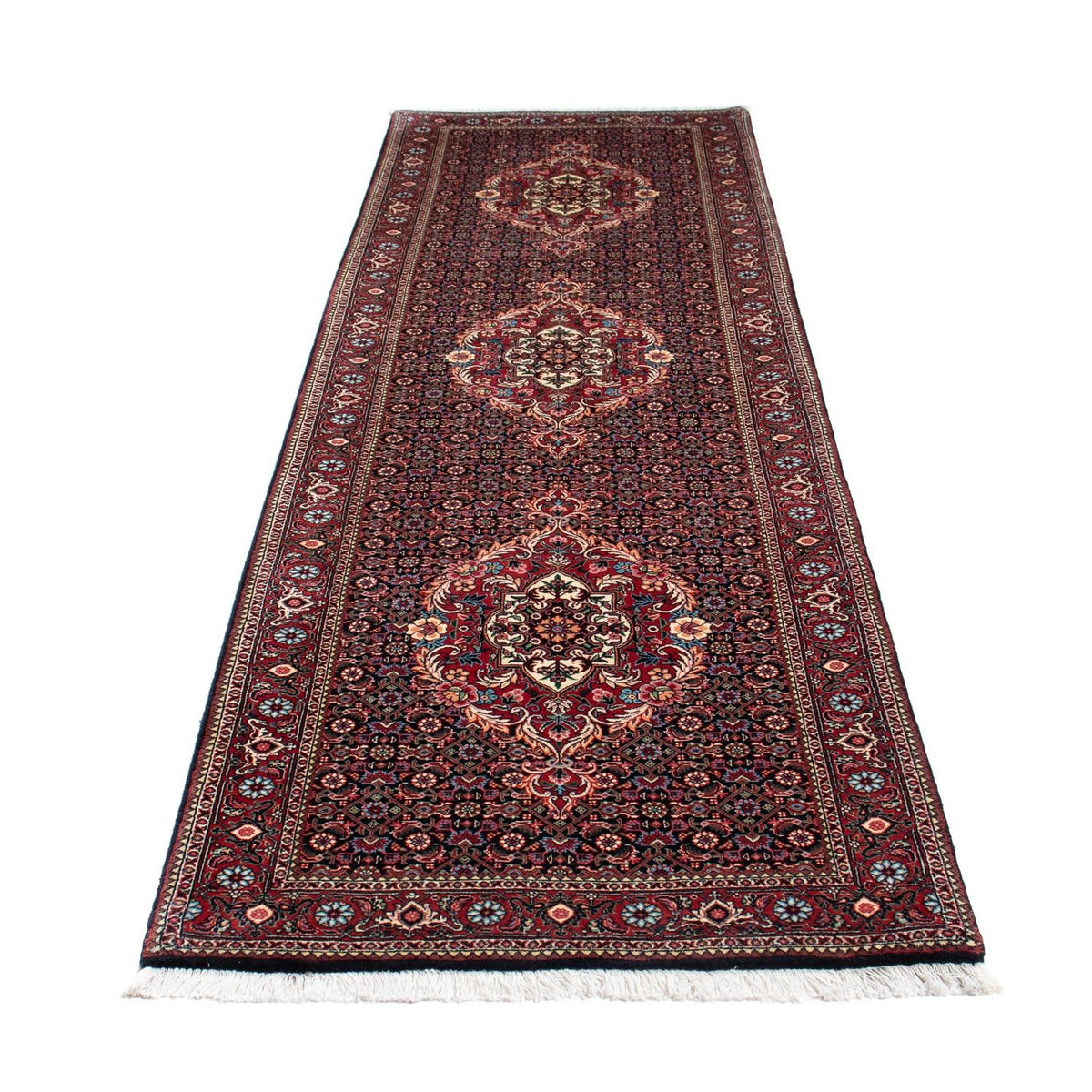 Tapis de couloir Tapis persan - Bidjar - 298 x 82 cm - bleu foncé