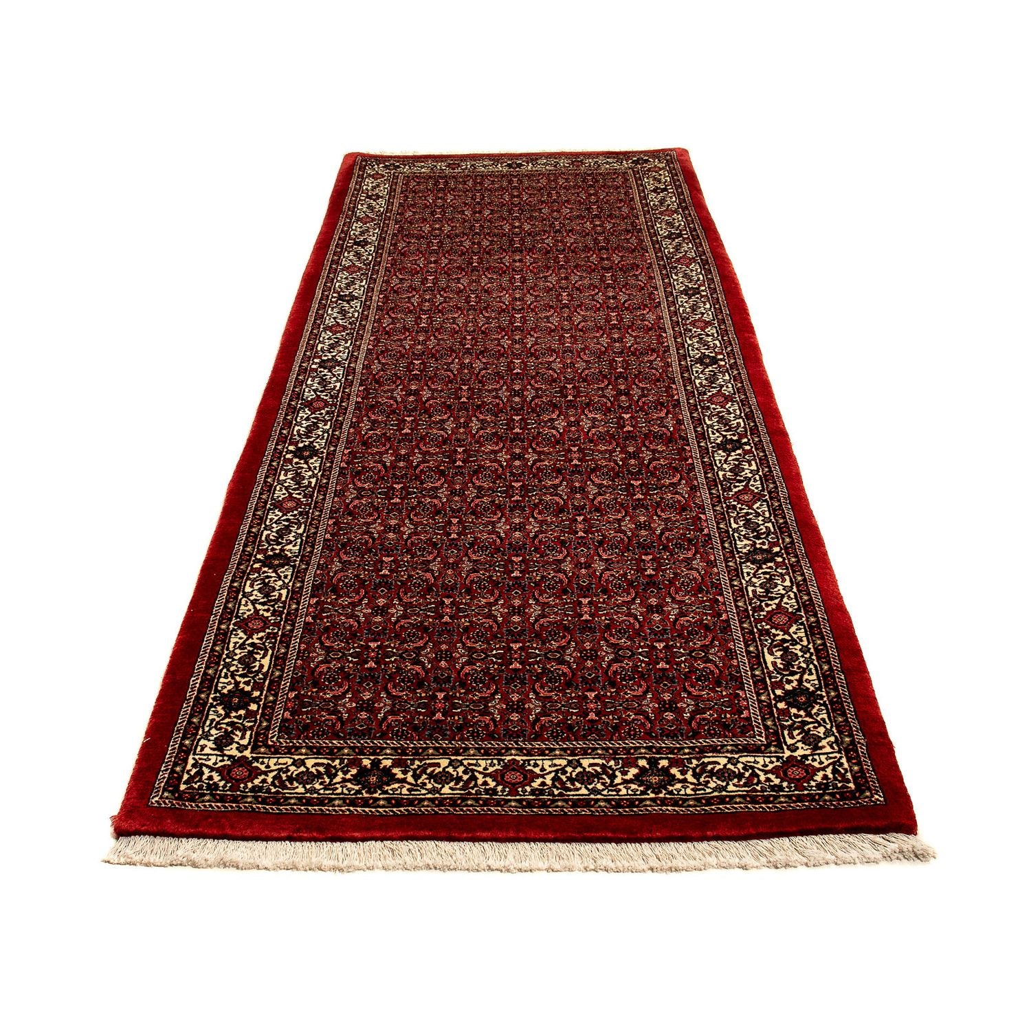 Tapis de couloir Tapis persan - Bidjar - 293 x 100 cm - rouge foncé