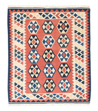 Tapis Kelim - Oriental carré  - 148 x 121 cm - rouille