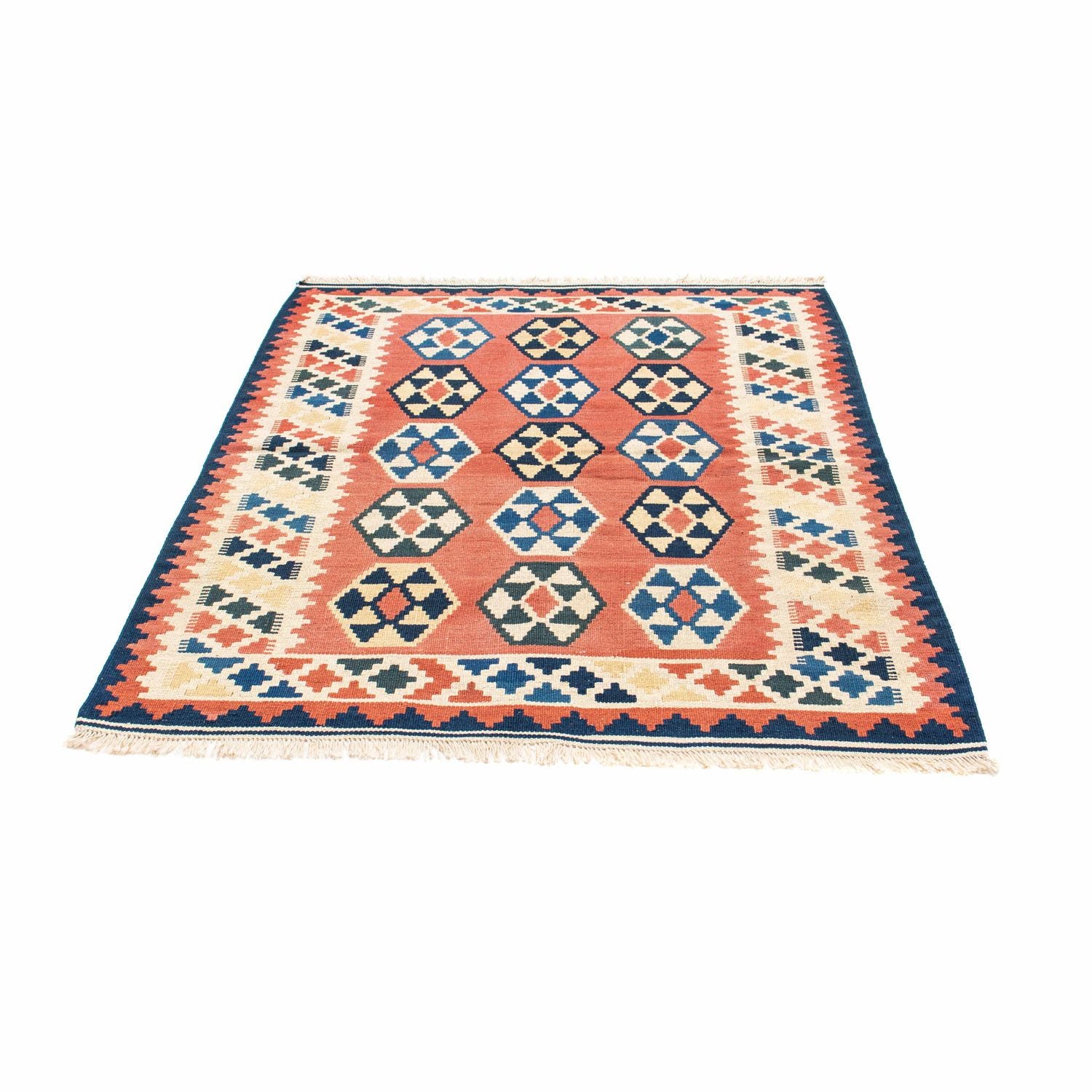 Tapis Kelim - Oriental carré  - 148 x 121 cm - rouille