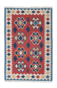 Tapis Kelim - Oriental - 180 x 120 cm - rouge foncé