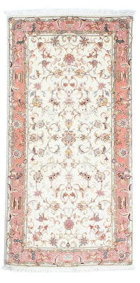 Tapis de couloir Tapis persan - Tabriz - Royal - 202 x 100 cm - beige