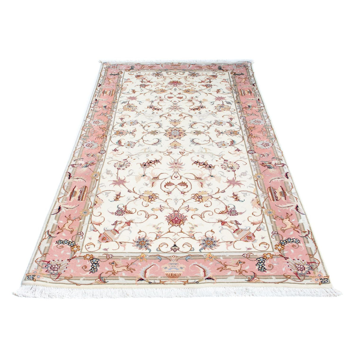 Tapis de couloir Tapis persan - Tabriz - Royal - 202 x 100 cm - beige