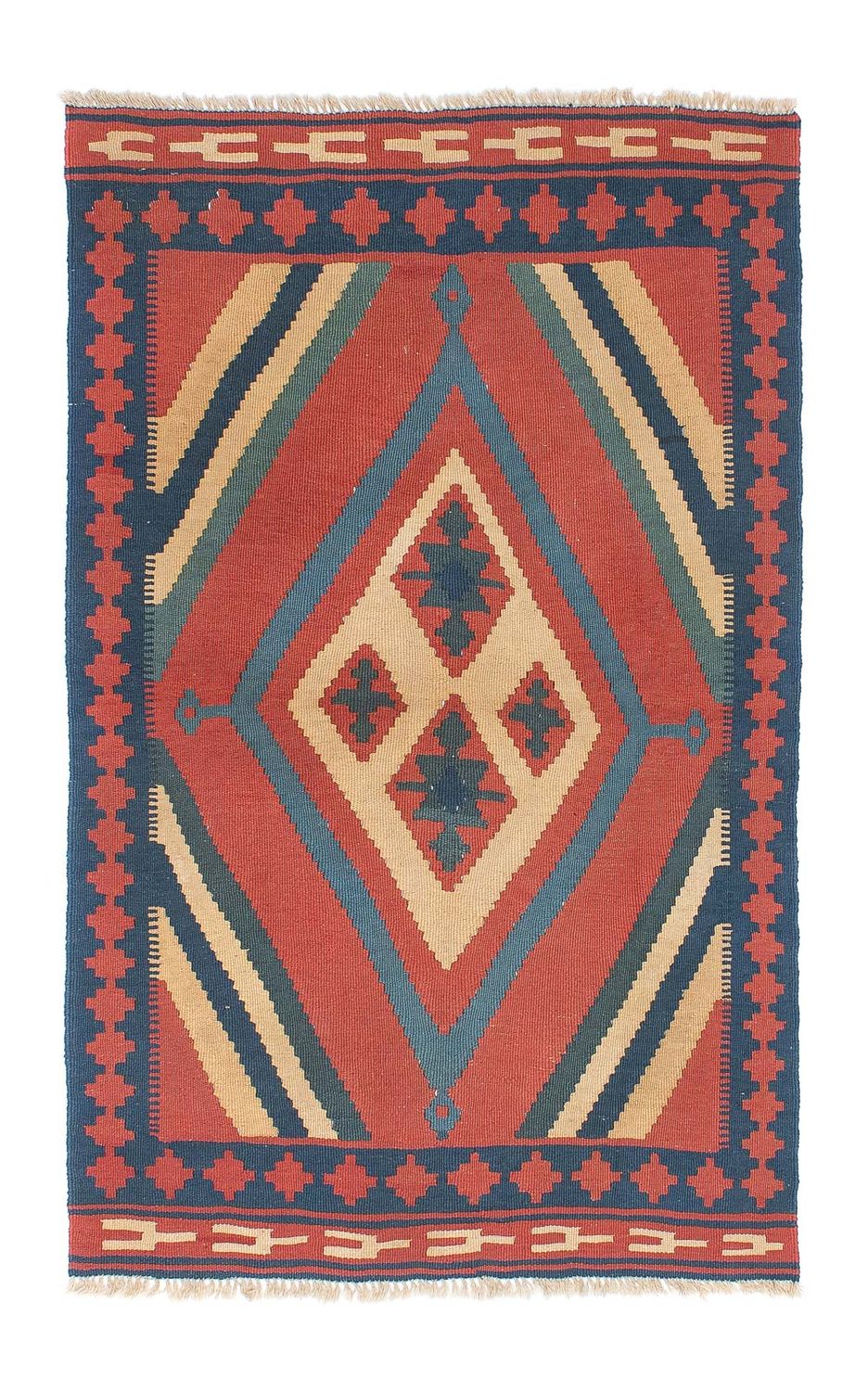 Tapis Kelim - Oriental - 150 x 97 cm - rouge foncé