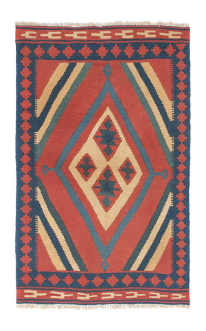 Tapis Kelim - Oriental - 150 x 97 cm - rouge foncé