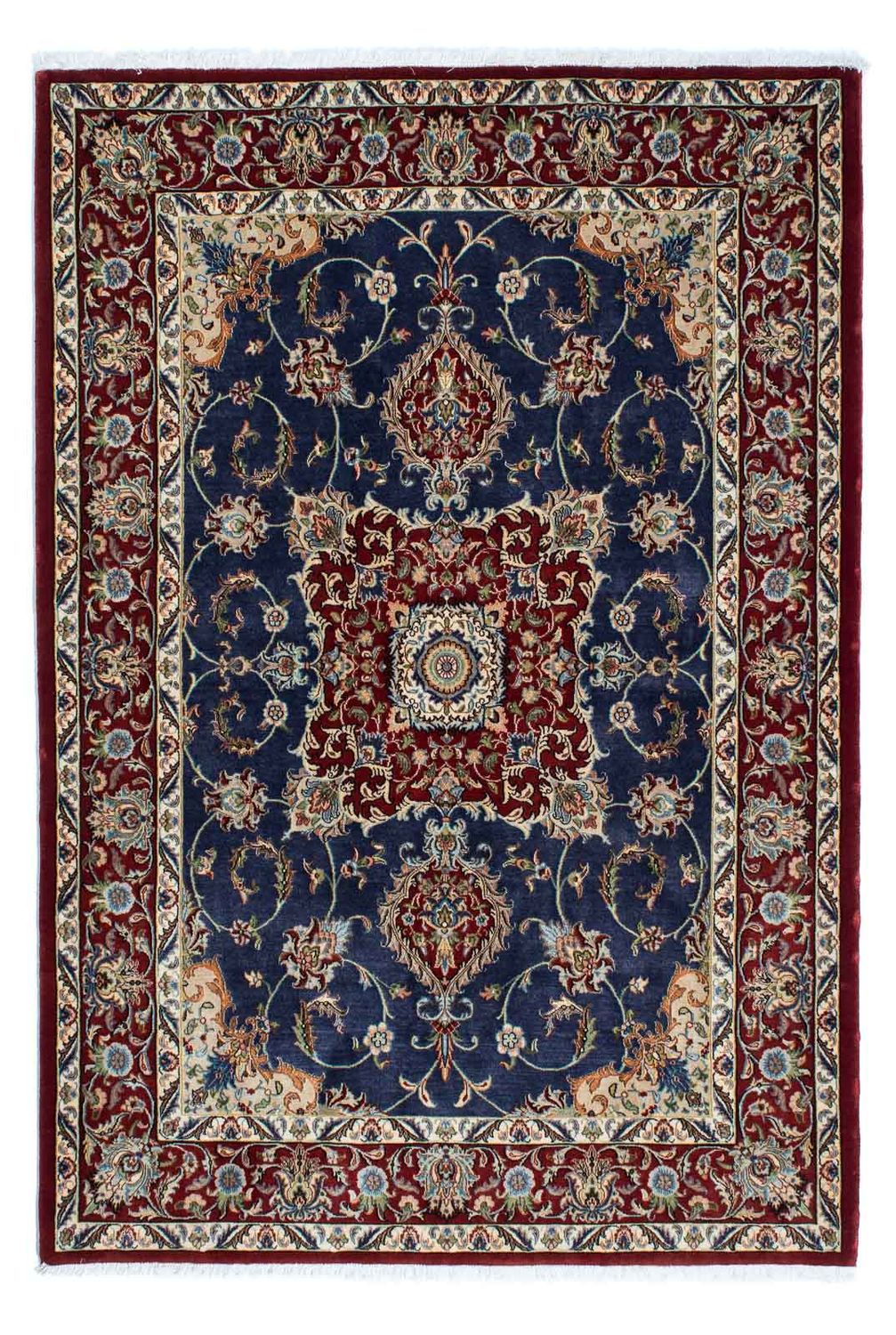 Tapis persan - Ghom - 193 x 133 cm - bleu foncé