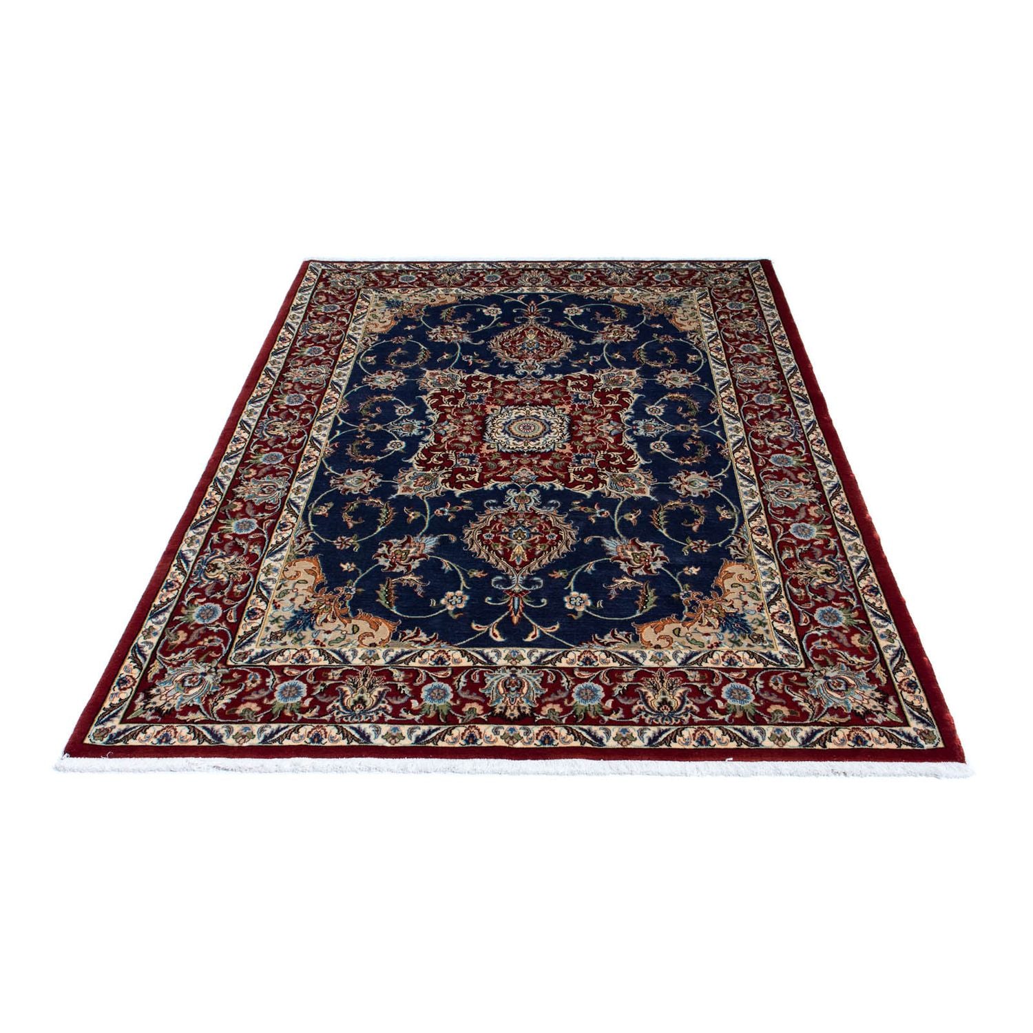 Tapis persan - Ghom - 193 x 133 cm - bleu foncé