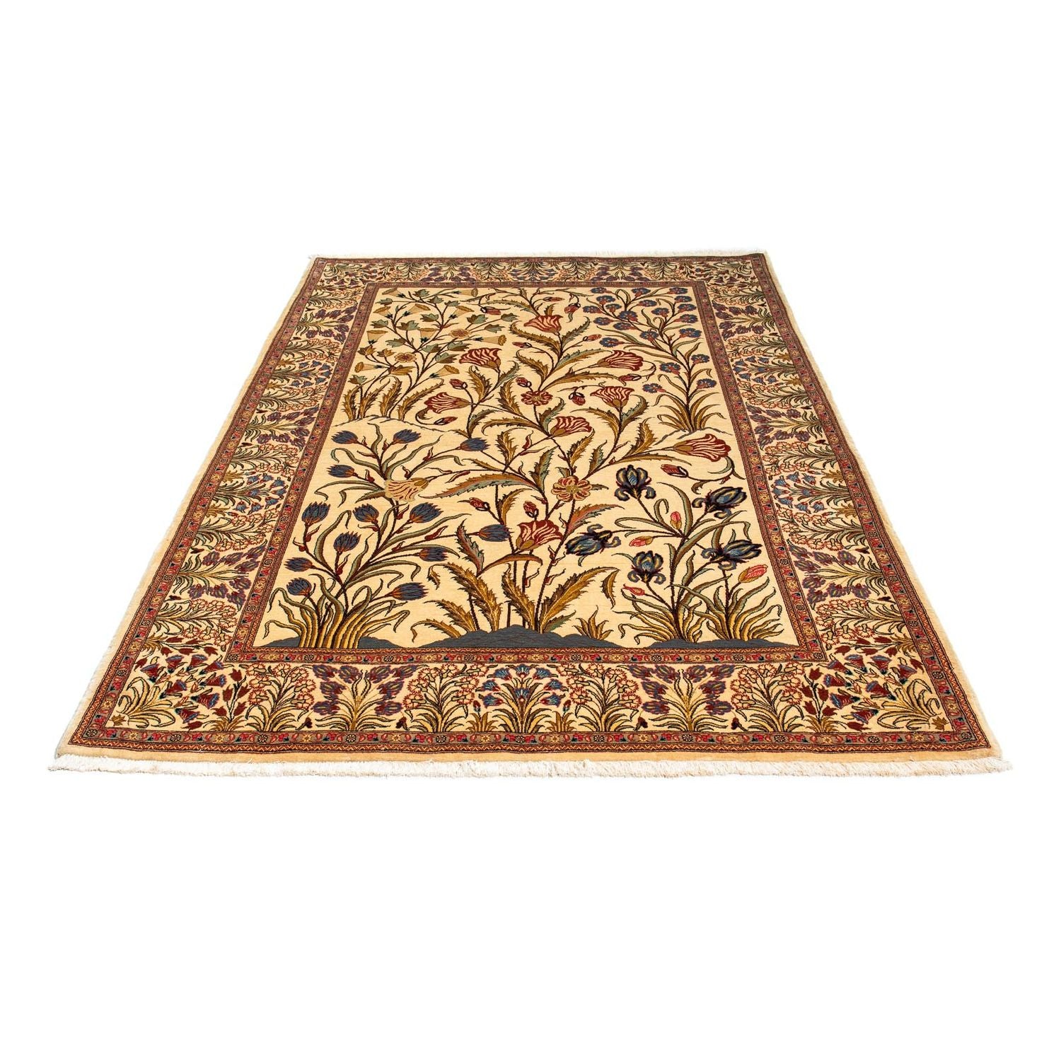 Tapis persan - Ghom - 206 x 142 cm - marron clair