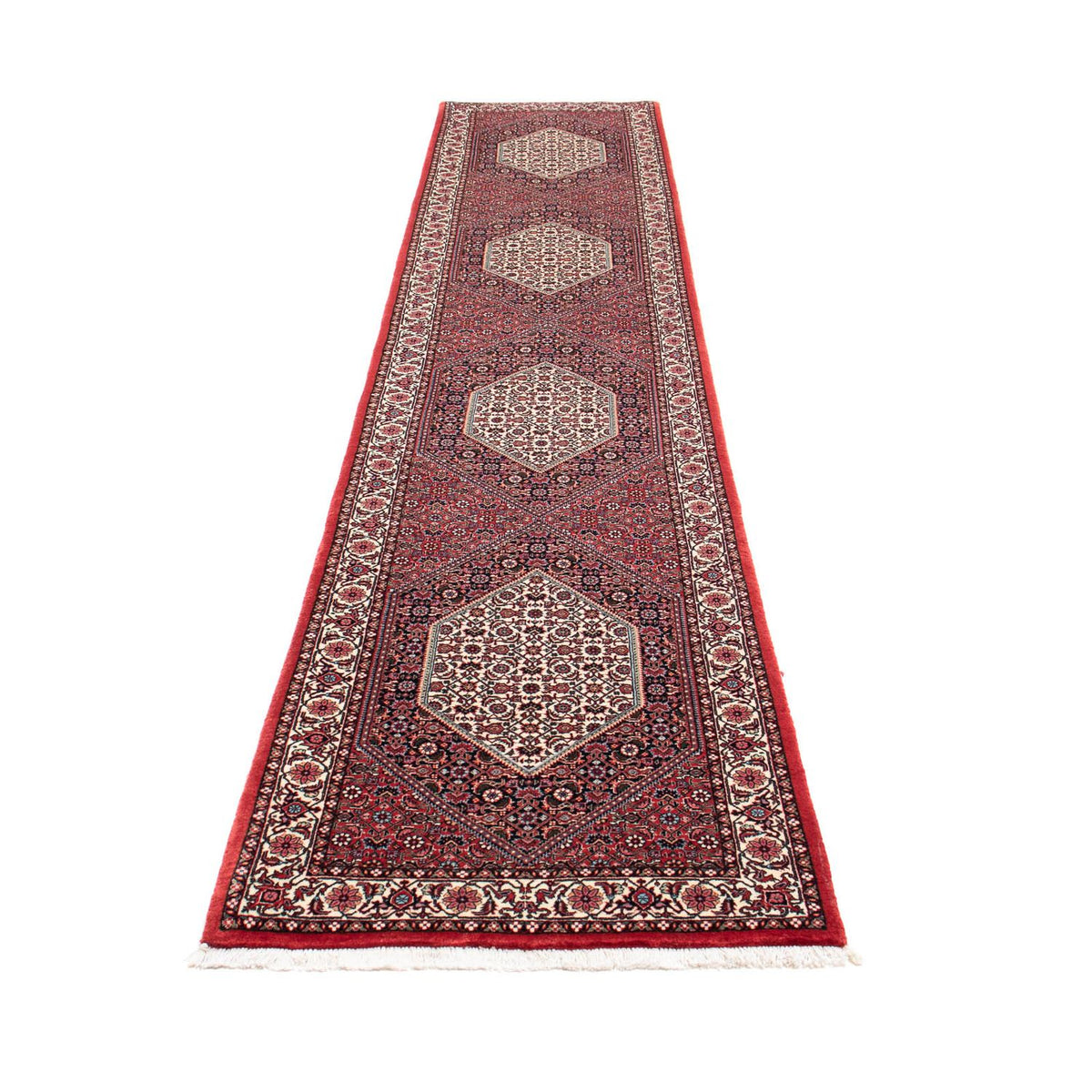 Tapis de couloir Tapis persan - Bidjar - 415 x 82 cm - rouge foncé
