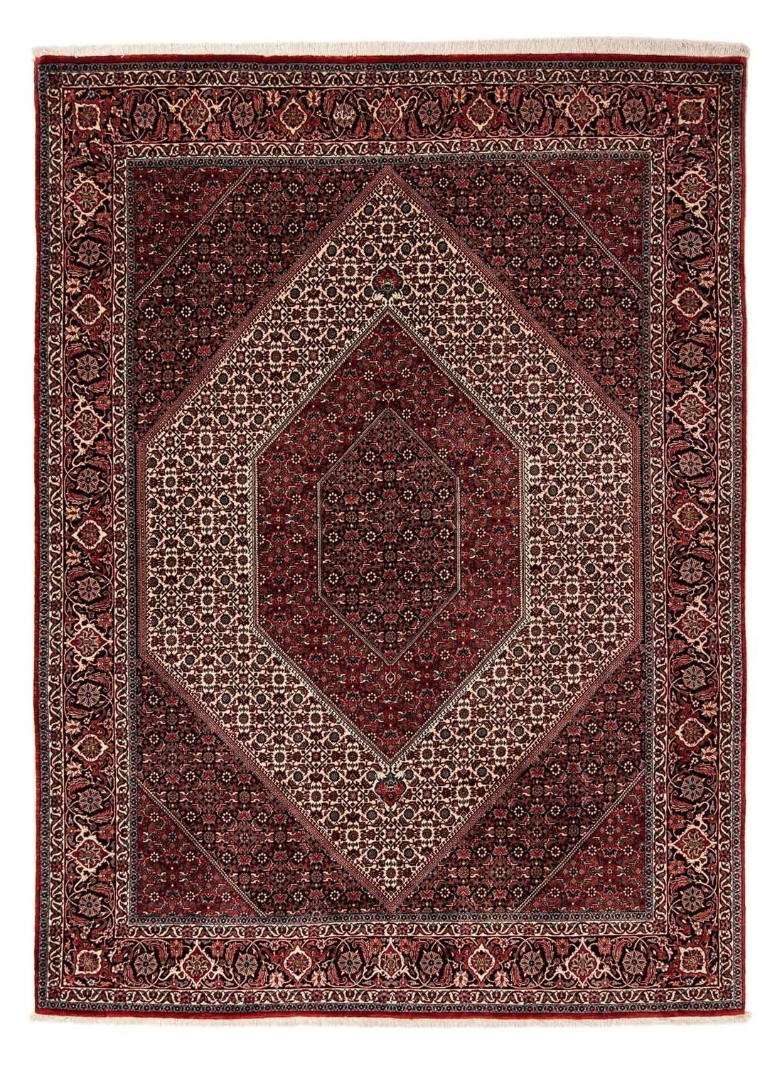 Tapis persan - Bidjar - 267 x 201 cm - rouge foncé
