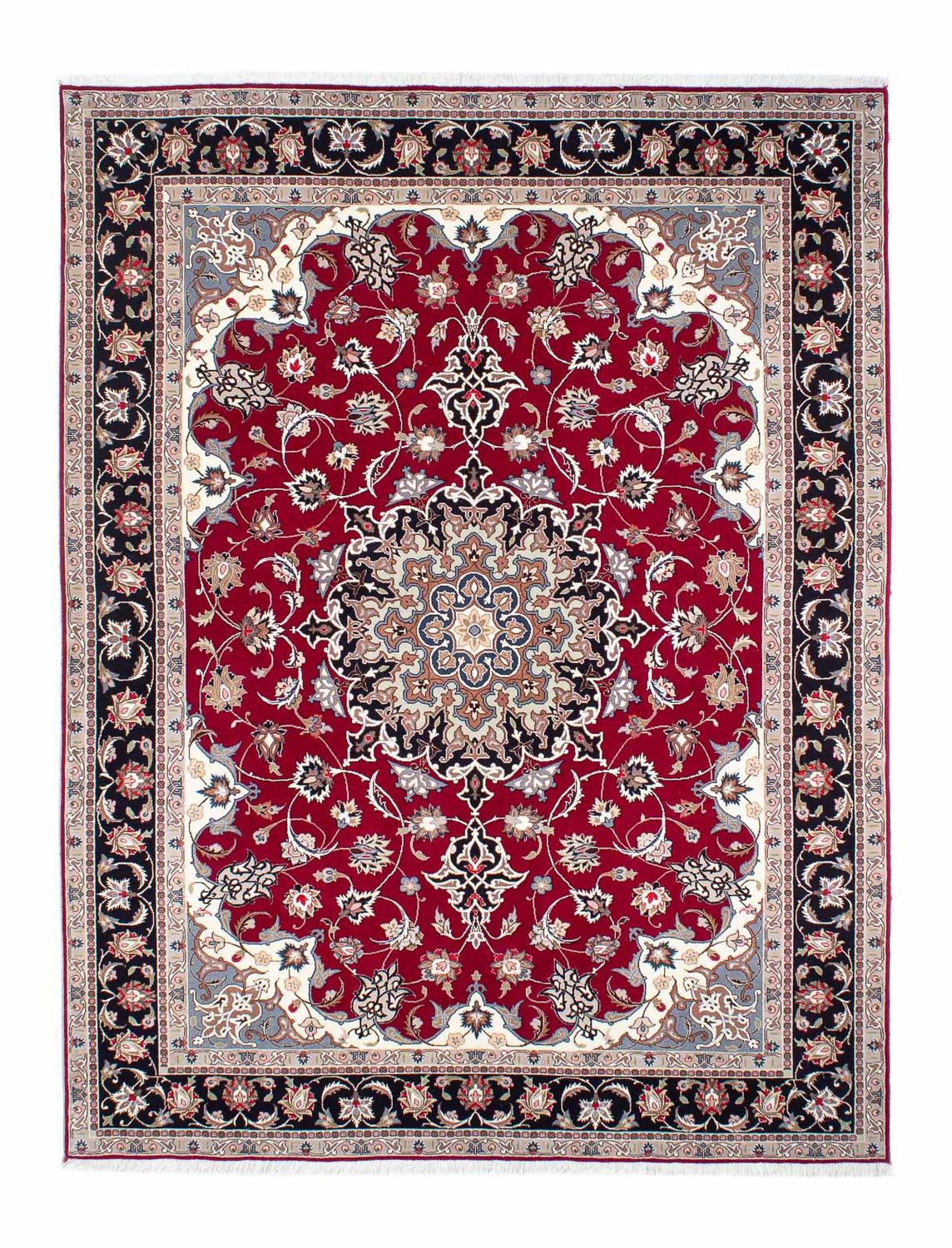 Tapis persan - Tabriz - Royal - 198 x 154 cm - rouge foncé