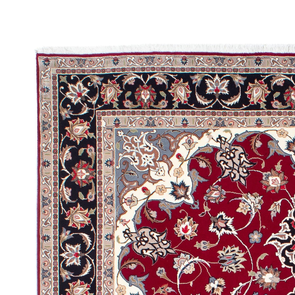 Tapis persan - Tabriz - Royal - 198 x 154 cm - rouge foncé