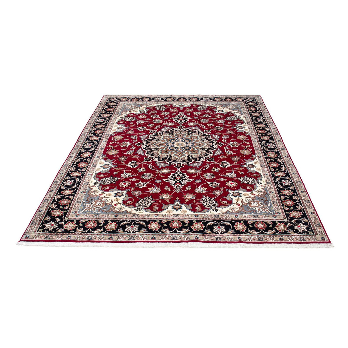 Tapis persan - Tabriz - Royal - 198 x 154 cm - rouge foncé