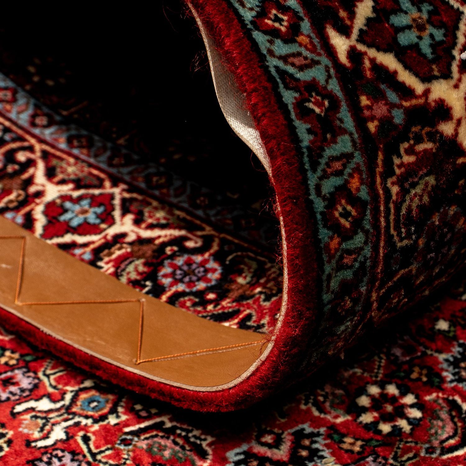 Tapis de couloir Tapis persan - Bidjar - 296 x 81 cm - rouge foncé