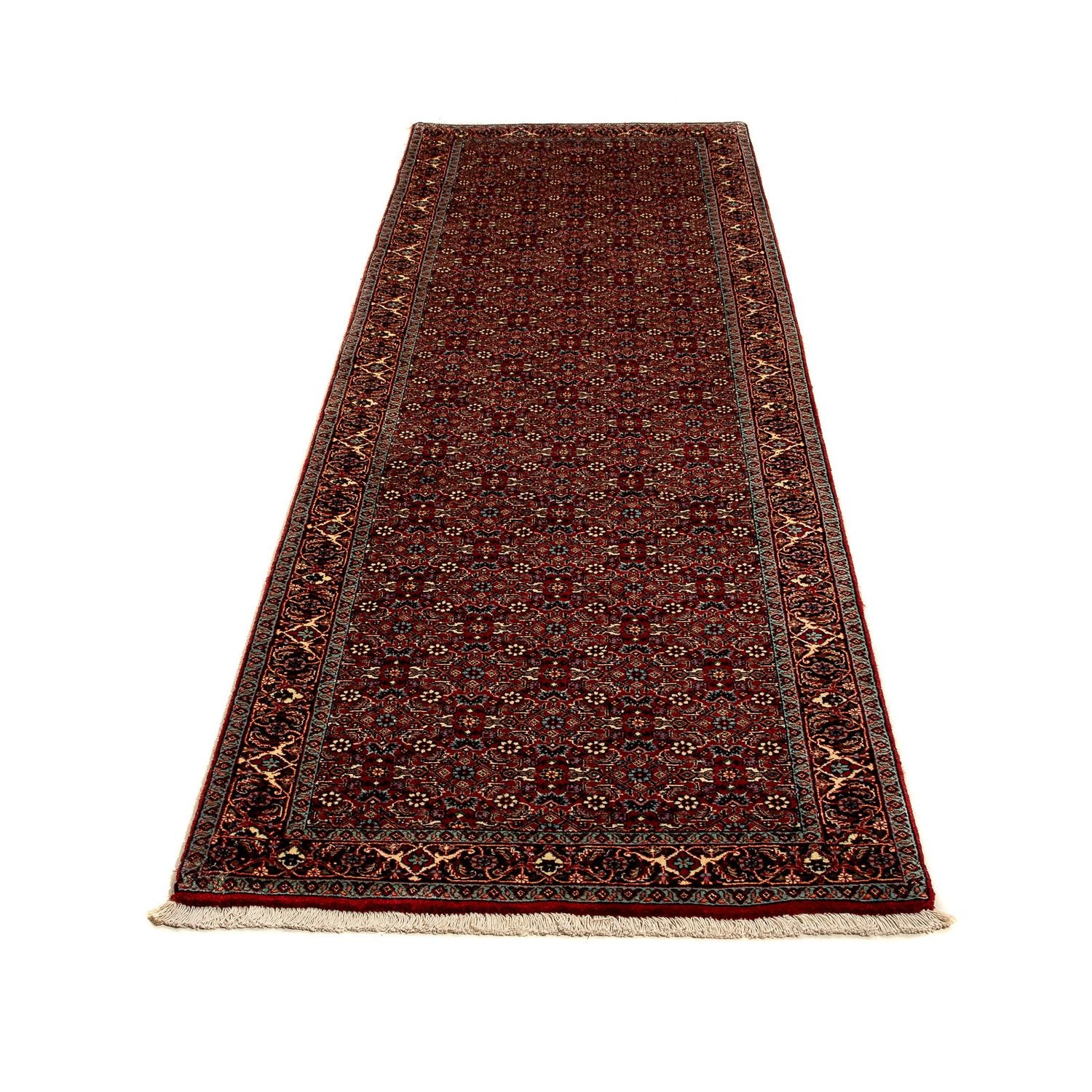 Tapis de couloir Tapis persan - Bidjar - 296 x 81 cm - rouge foncé