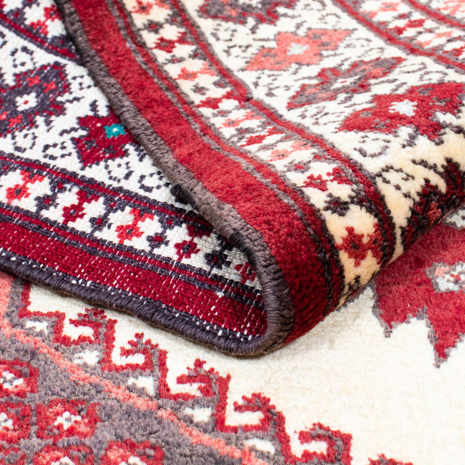 Tapis Turkaman - 133 x 92 cm - rouge foncé
