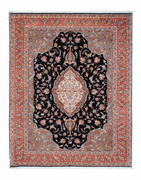 Tapis persan - Tabriz - Royal - 201 x 155 cm - bleu foncé