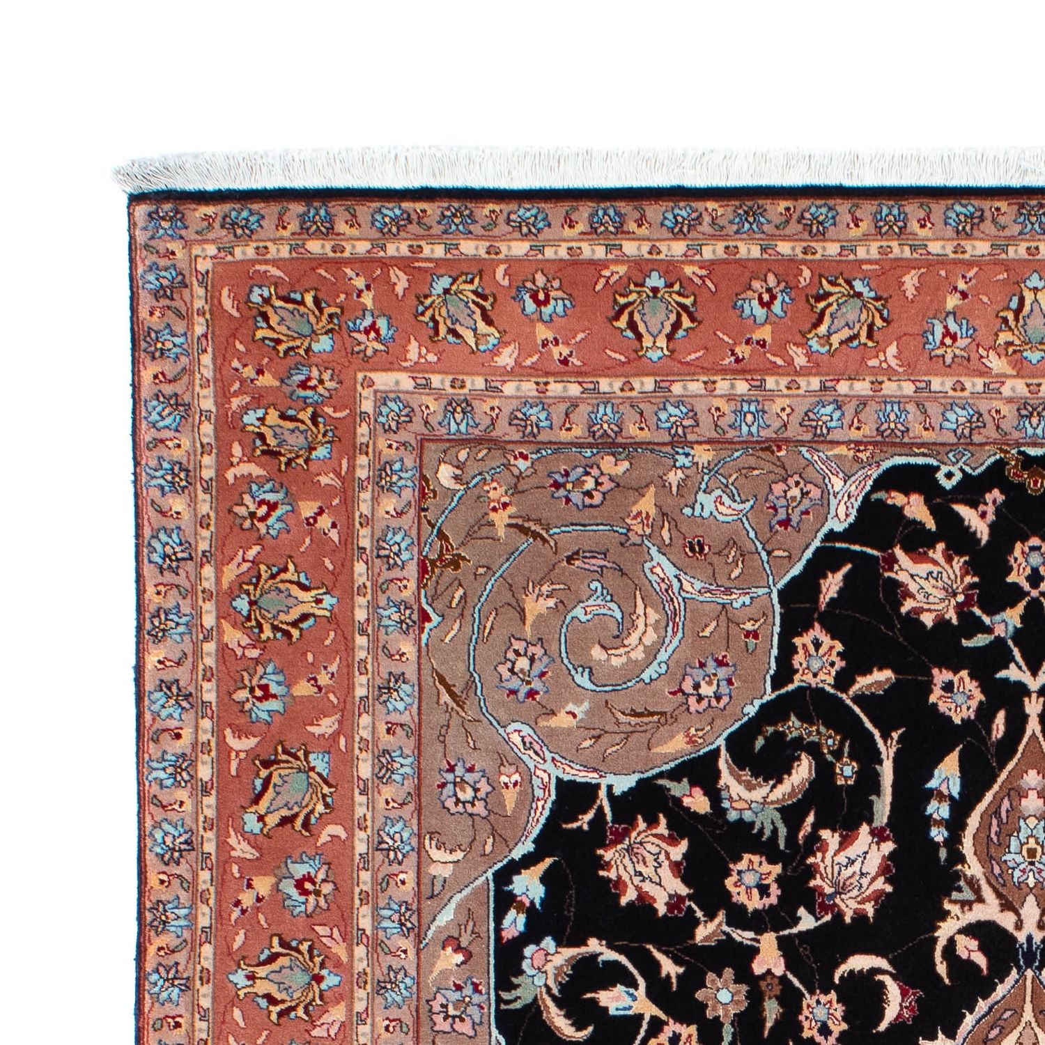Tapis persan - Tabriz - Royal - 201 x 155 cm - bleu foncé