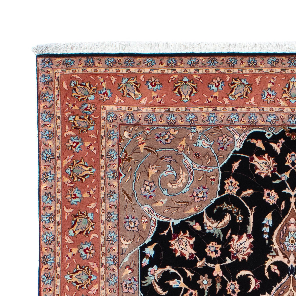 Tapis persan - Tabriz - Royal - 201 x 155 cm - bleu foncé