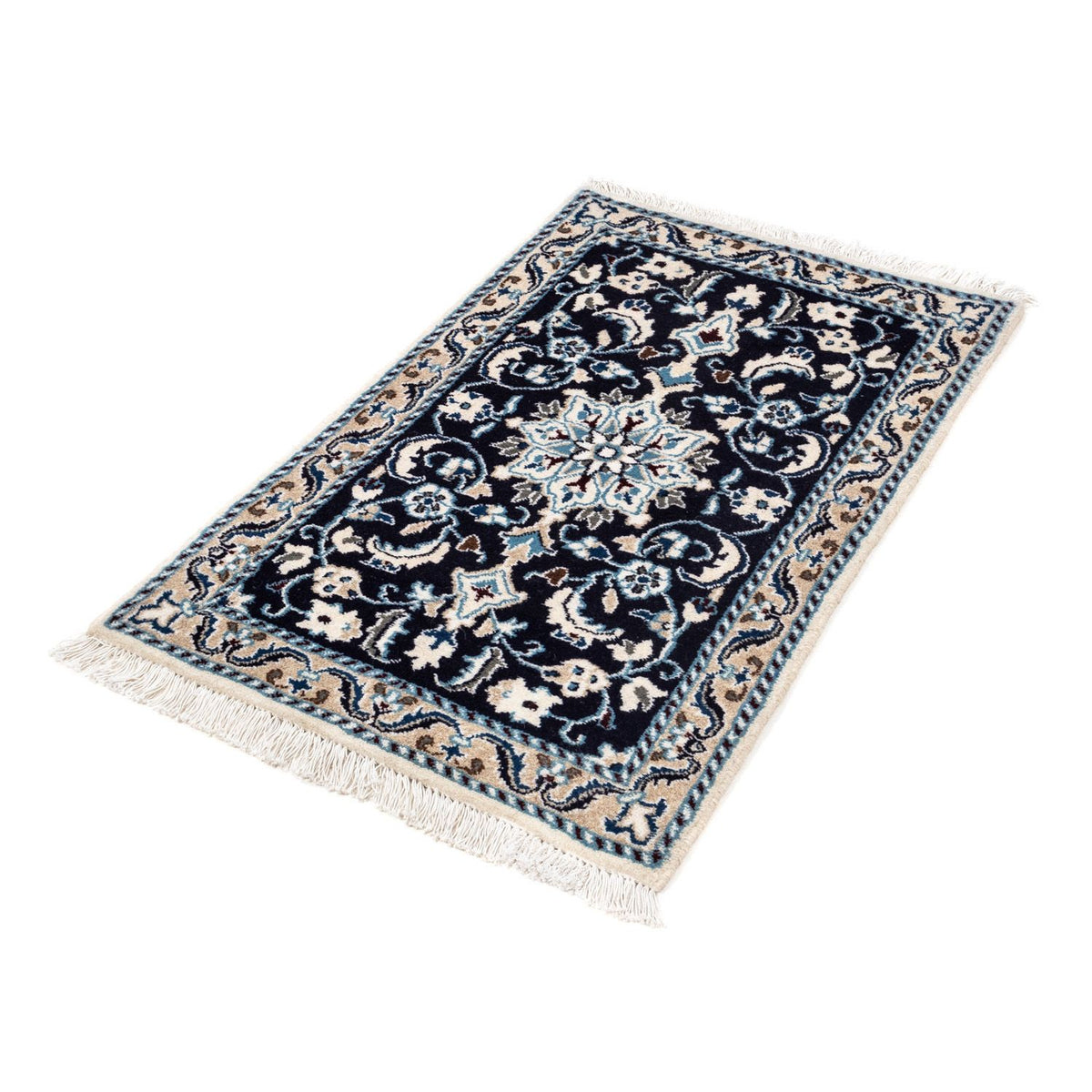 Tapis persan - Nain - 94 x 58 cm - bleu foncé