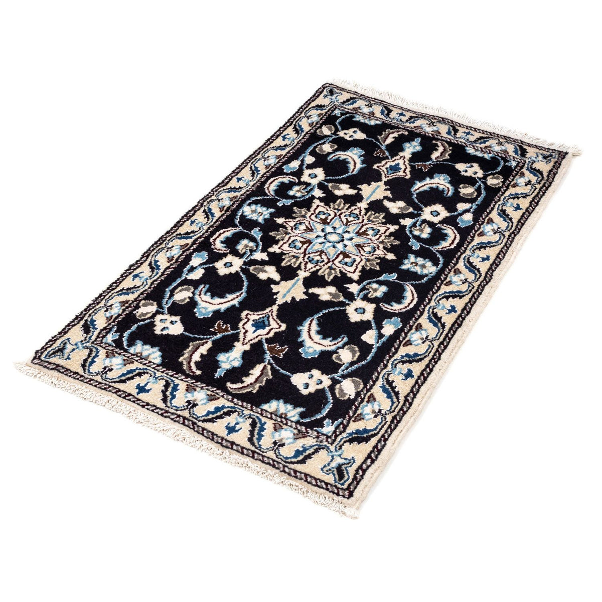 Tapis persan - Nain - 101 x 55 cm - bleu foncé