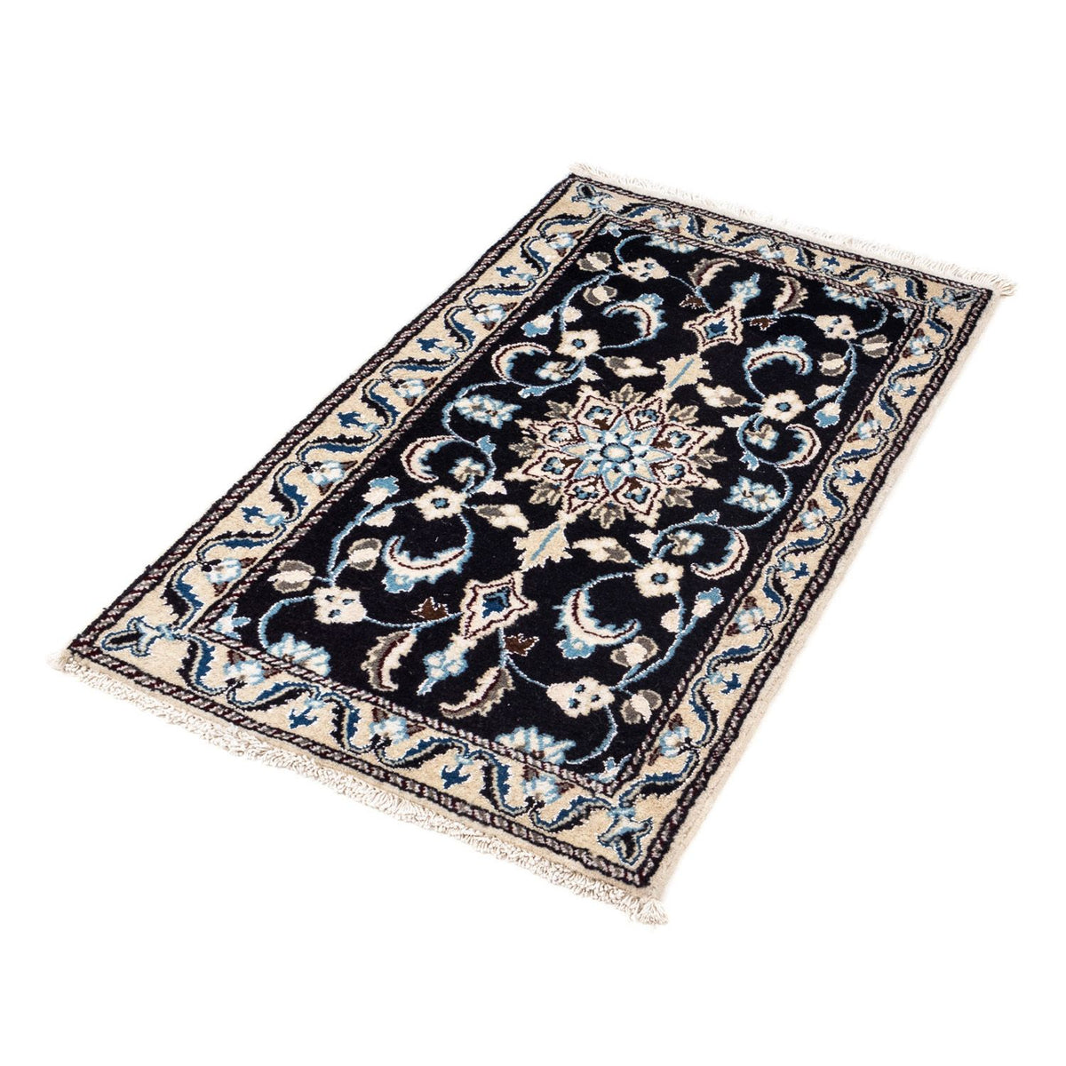Tapis persan - Nain - 101 x 57 cm - bleu foncé