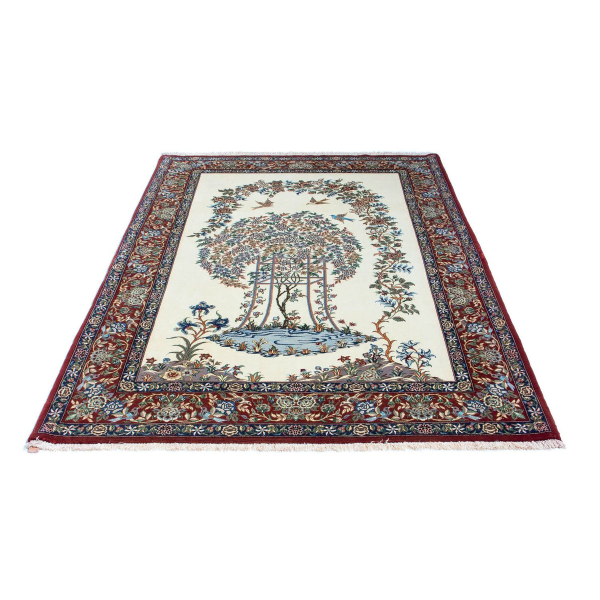 Tapis persan - Ghom - 202 x 135 cm - beige