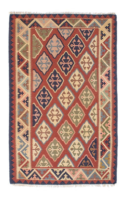 Tapis Kelim - Oriental - 188 x 118 cm - rouge foncé