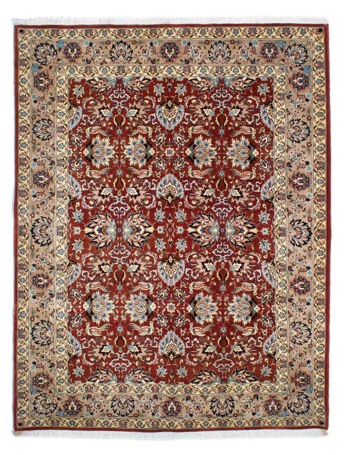 Tapis persan - Ghom - 232 x 180 cm - rouge foncé