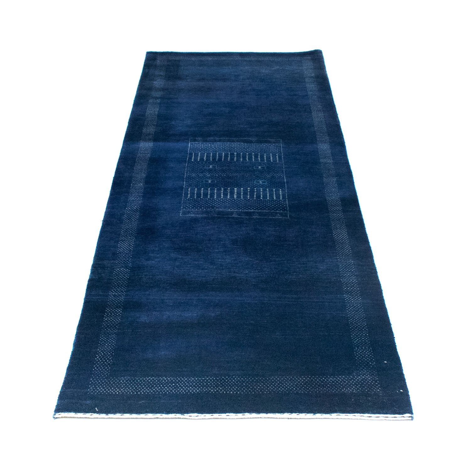 Tapis de couloir Tapis Gabbeh - Loribaft Persan - 242 x 80 cm - bleu foncé