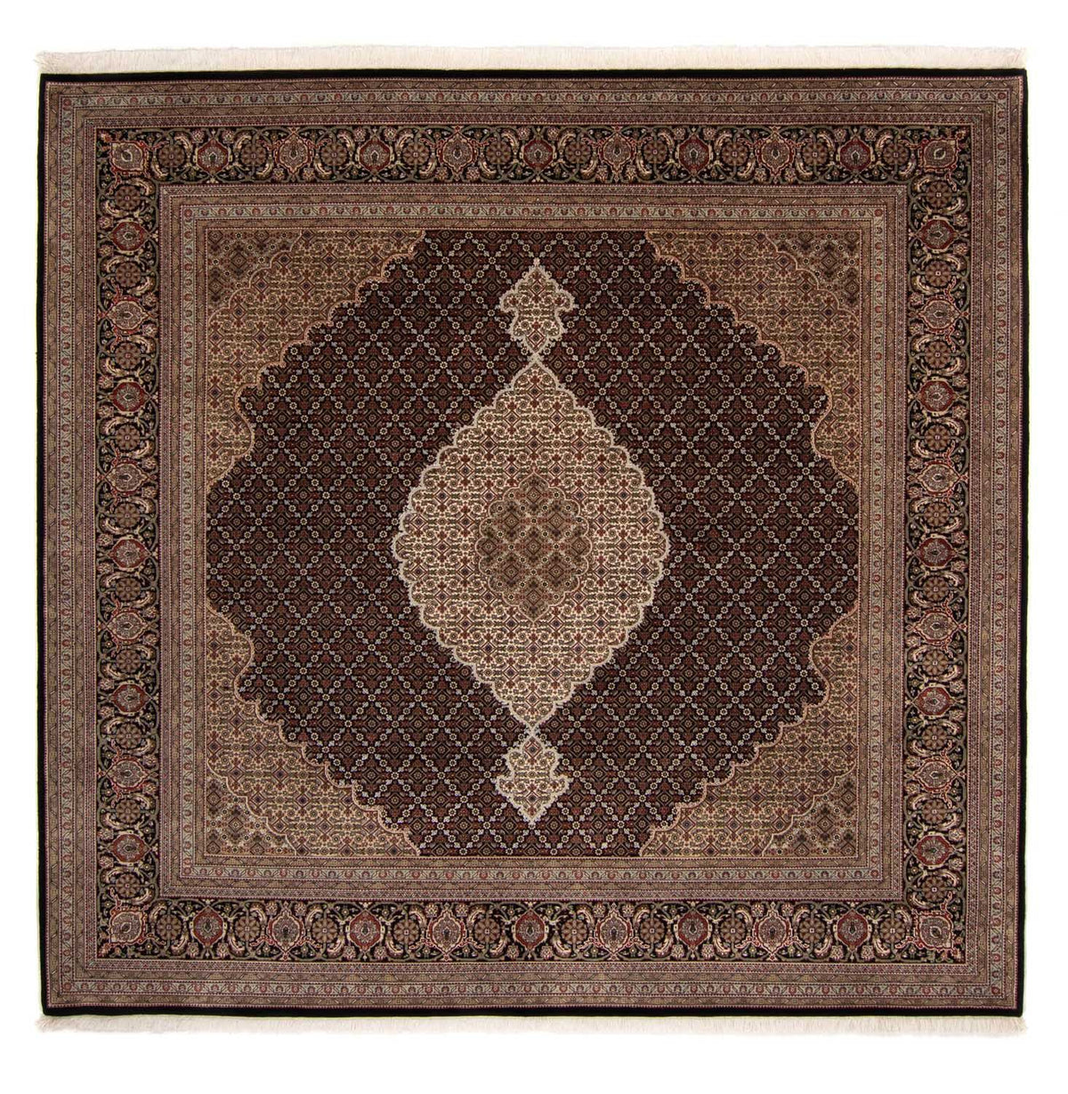 Tapis persan - Tabriz - 253 x 246 cm - bleu foncé