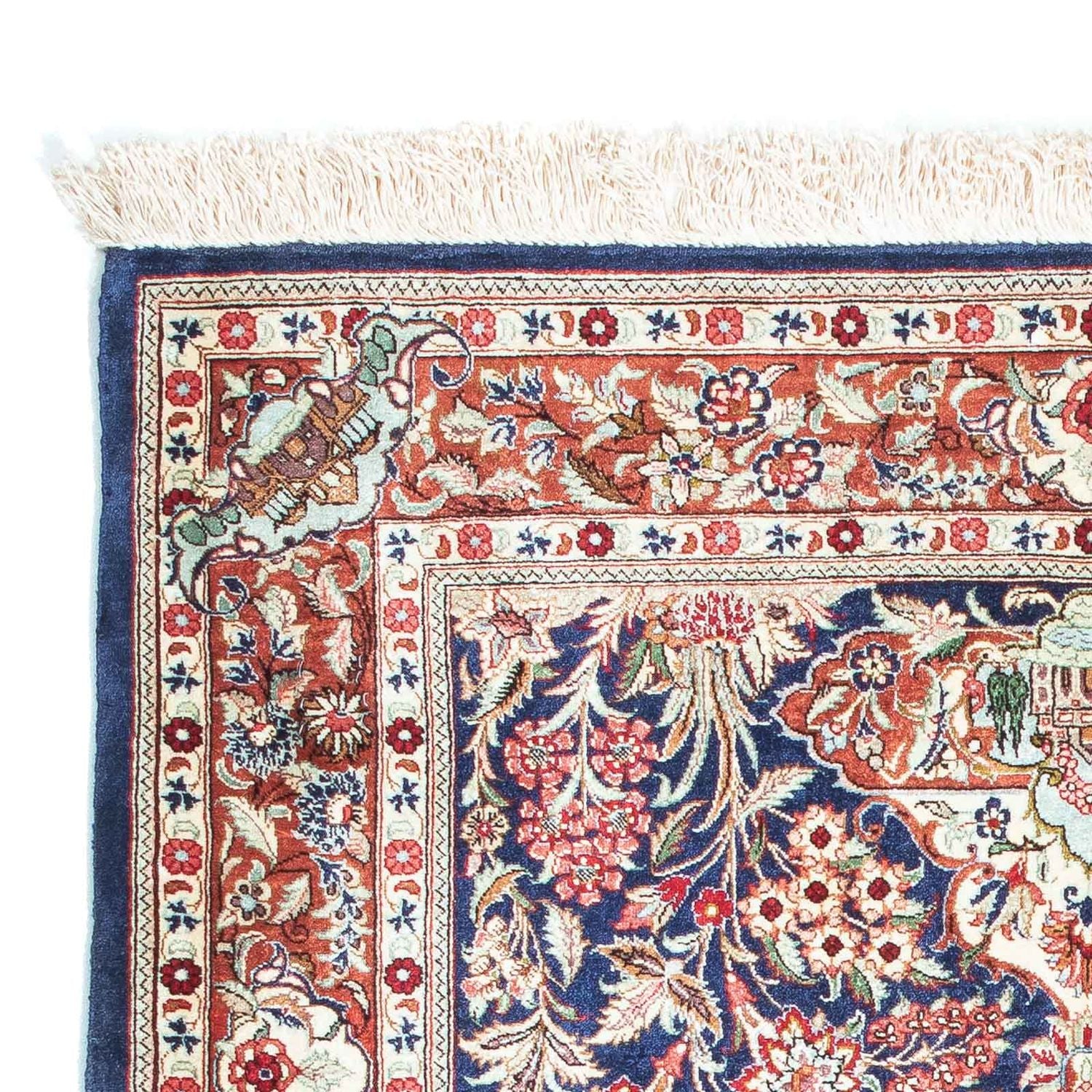 Tapis persan - Ghom - 118 x 80 cm - bleu foncé