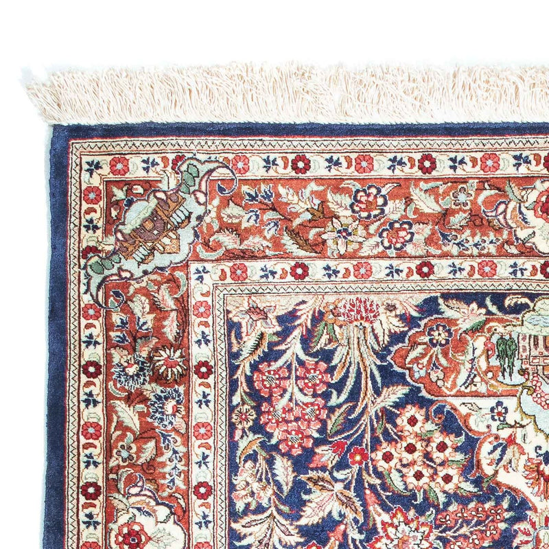 Tapis persan - Ghom - 118 x 80 cm - bleu foncé