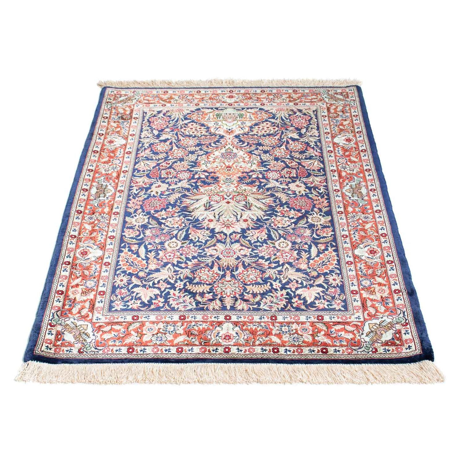 Tapis persan - Ghom - 118 x 80 cm - bleu foncé