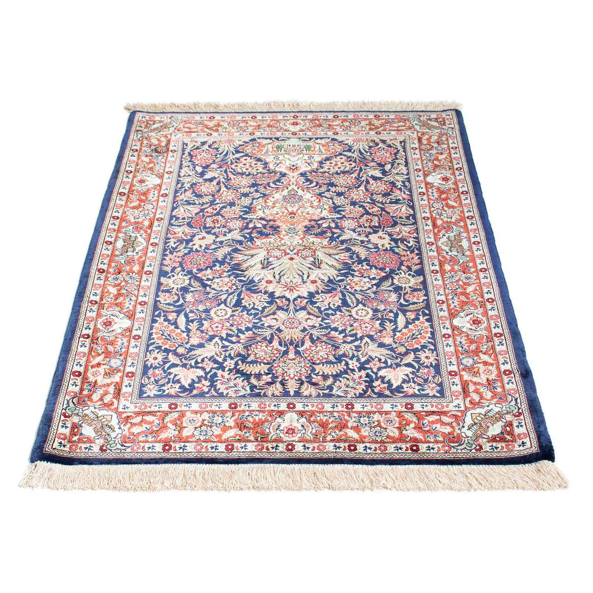 Tapis persan - Ghom - 118 x 80 cm - bleu foncé