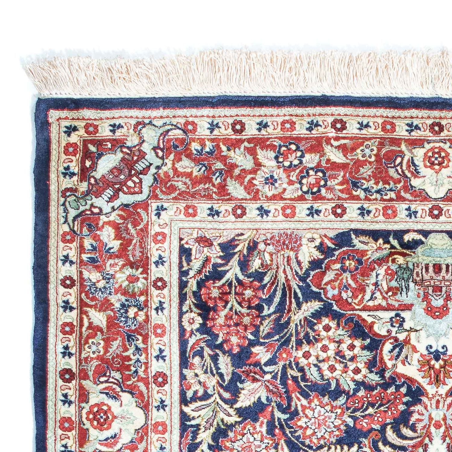 Tapis persan - Ghom - 121 x 84 cm - bleu foncé