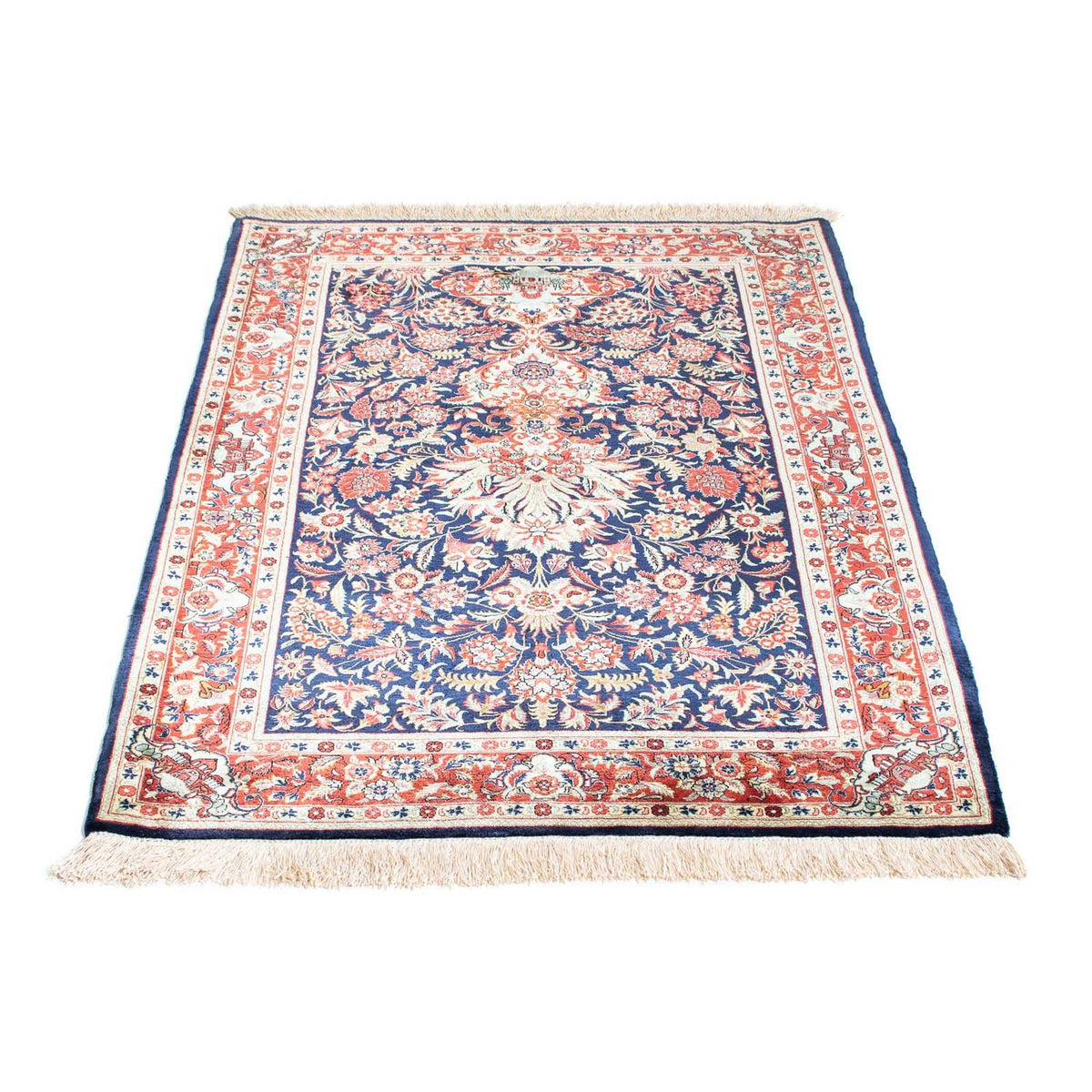 Tapis persan - Ghom - 121 x 84 cm - bleu foncé