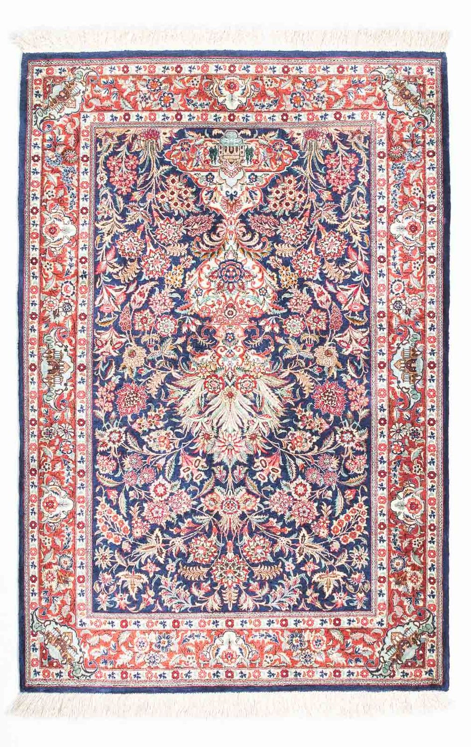 Tapis persan - Ghom - 116 x 78 cm - bleu foncé