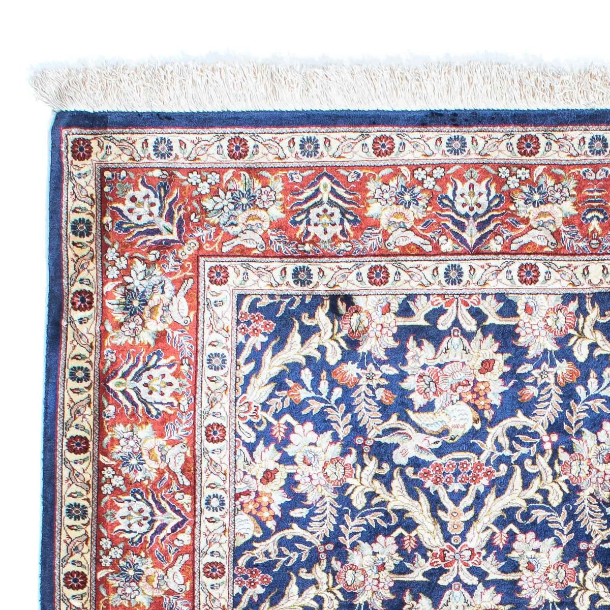 Tapis persan - Ghom - 147 x 104 cm - bleu foncé