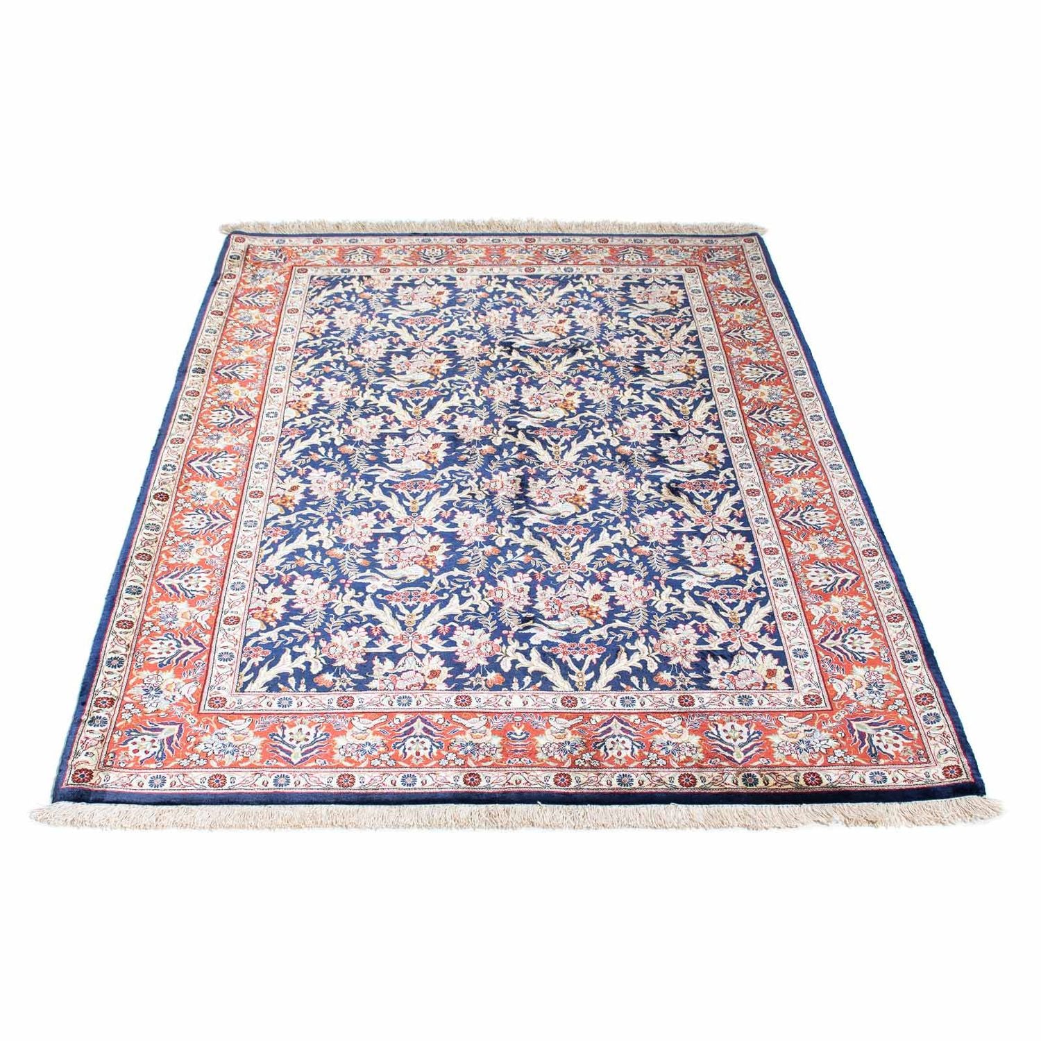 Tapis persan - Ghom - 147 x 104 cm - bleu foncé