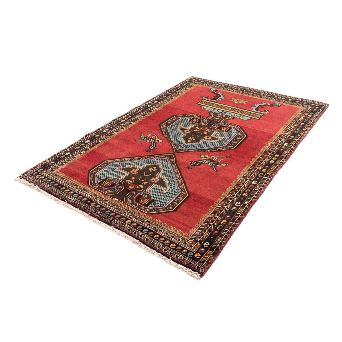 Tapis persan - Nomadic - 192 x 134 cm - rouge foncé