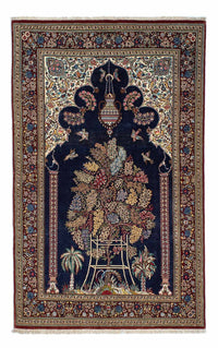 Tapis persan - Ghom - 214 x 127 cm - bleu