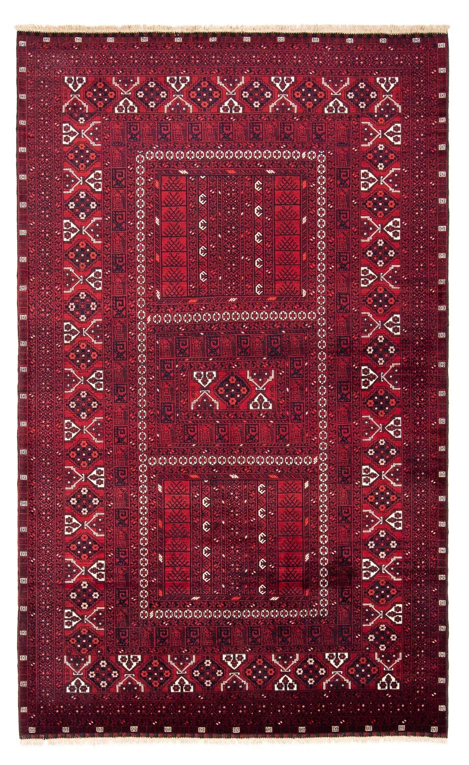 Tapis Turkaman - 252 x 160 cm - rouge foncé