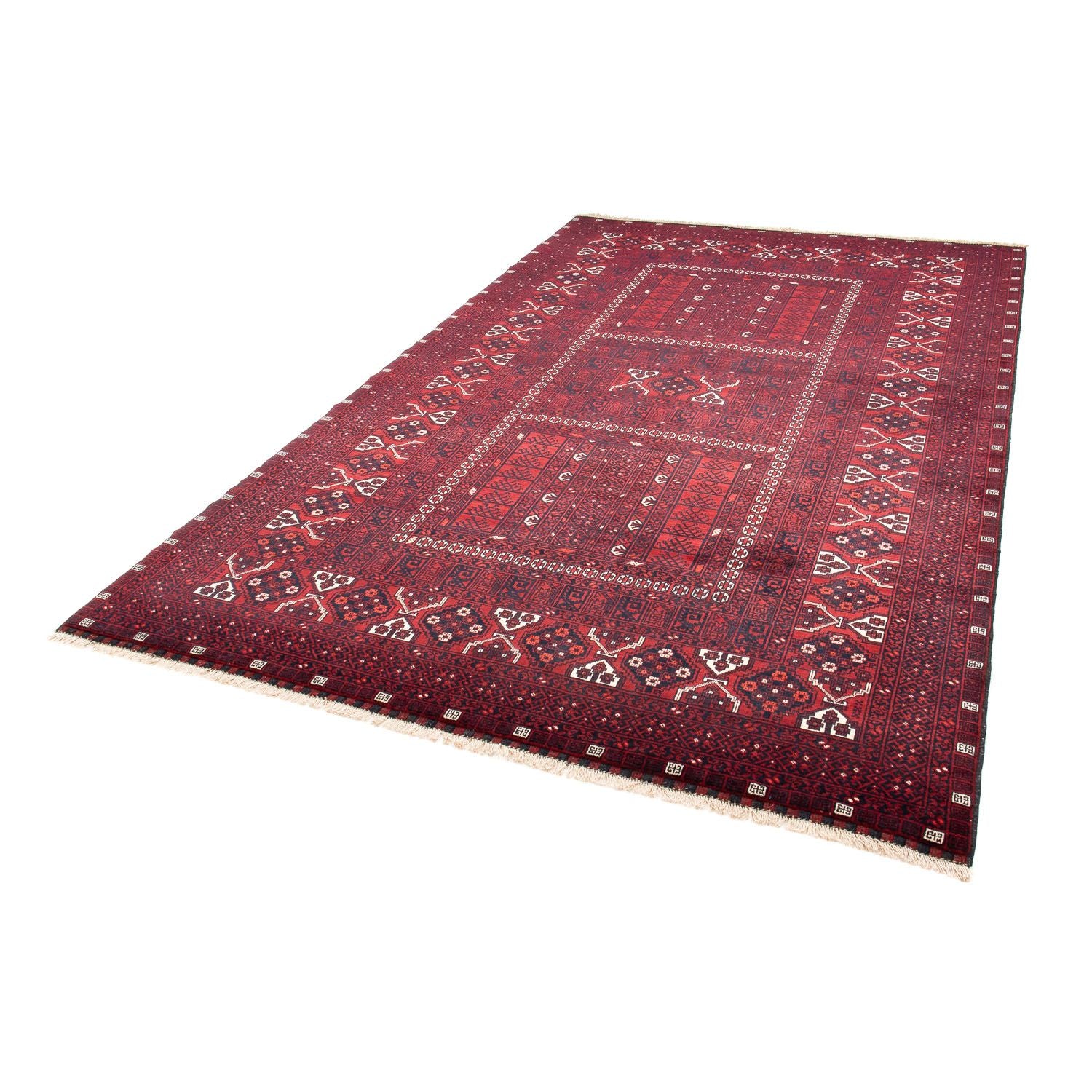 Tapis Turkaman - 252 x 160 cm - rouge foncé